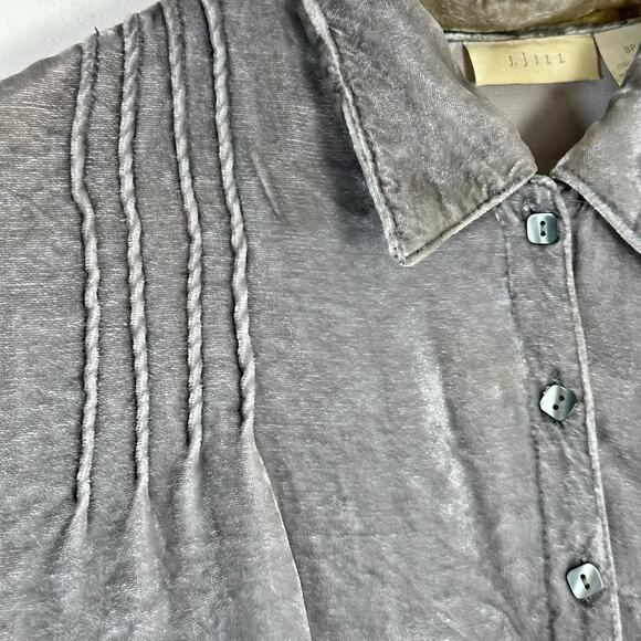 J.JILL crushed Velvet Tunic Blazer Womans Petite Small Silver‎ Pewter - Picture 5 of 10